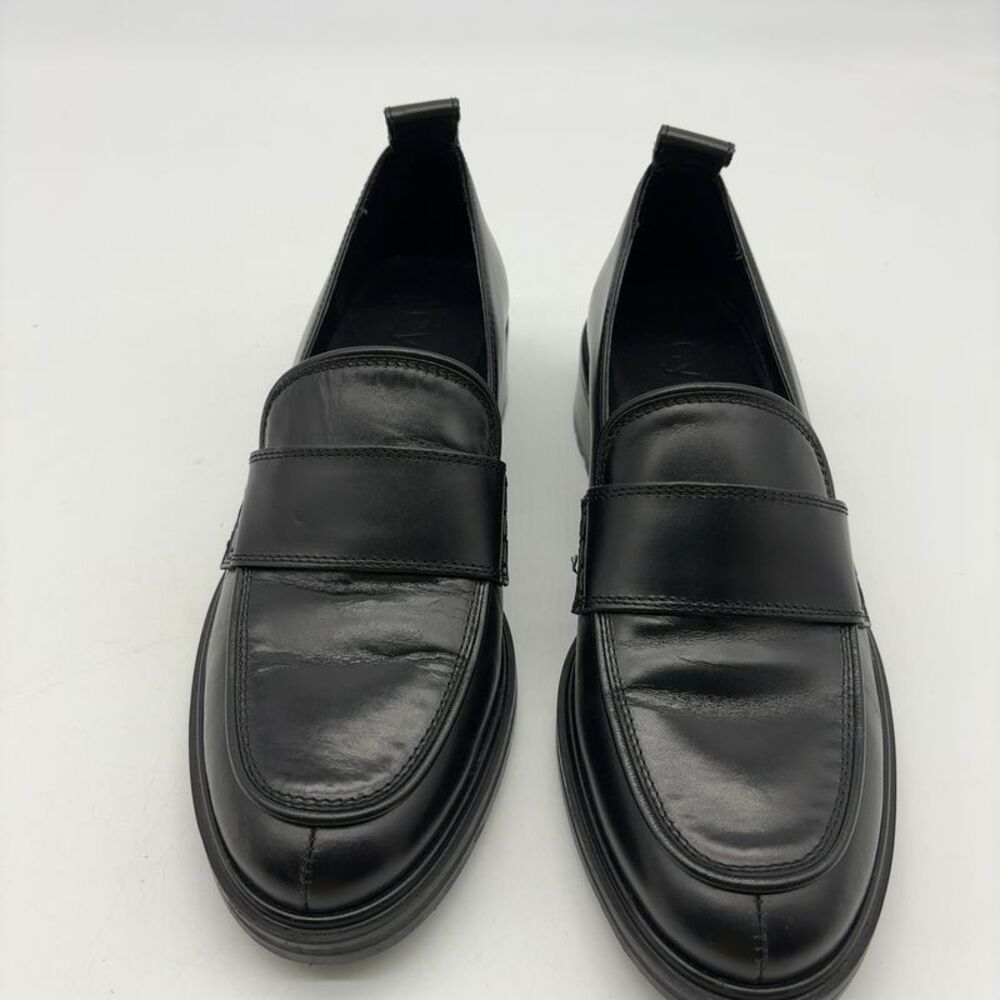 Aeyde Black Leather Penny Loafers